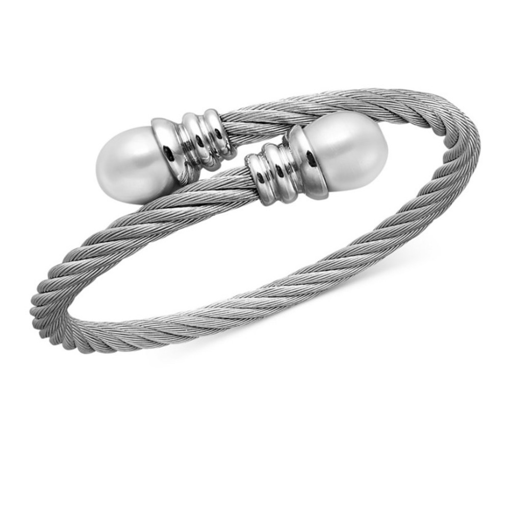 Women’s Cultured Freshwater Pearl Stainless Steel bracelet from Macys